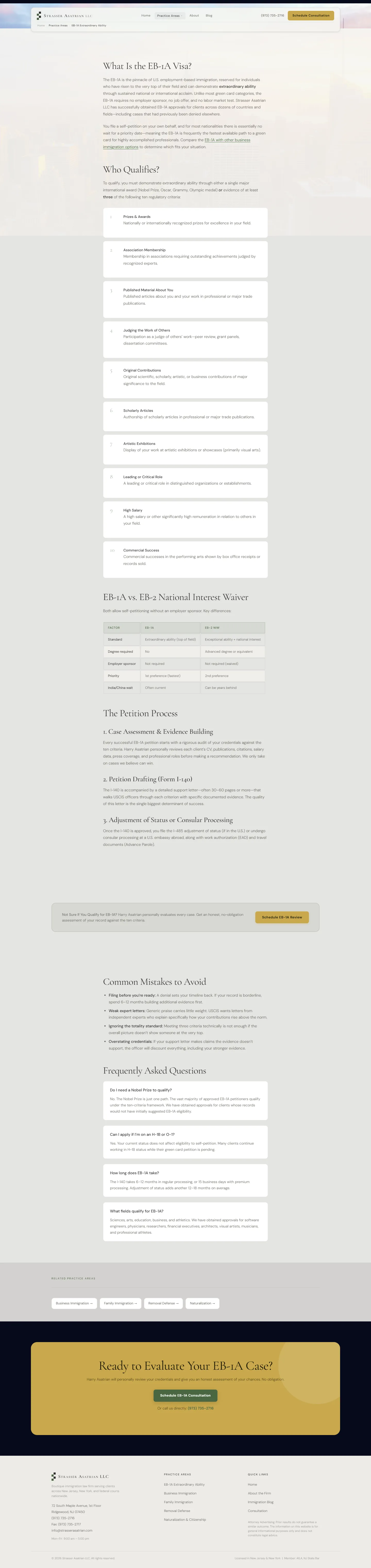 Immigration law firm website - EB-1A