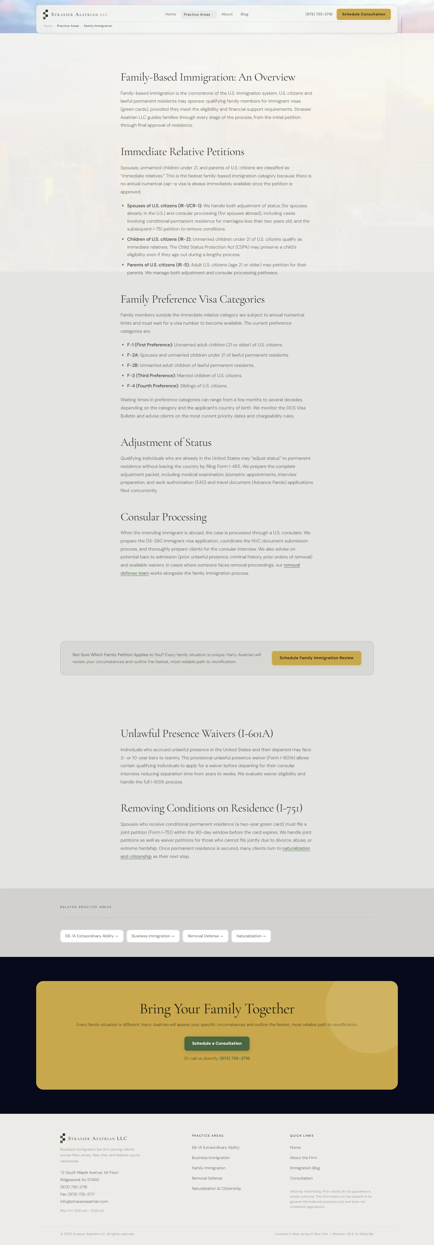 Immigration law firm website - family immigration