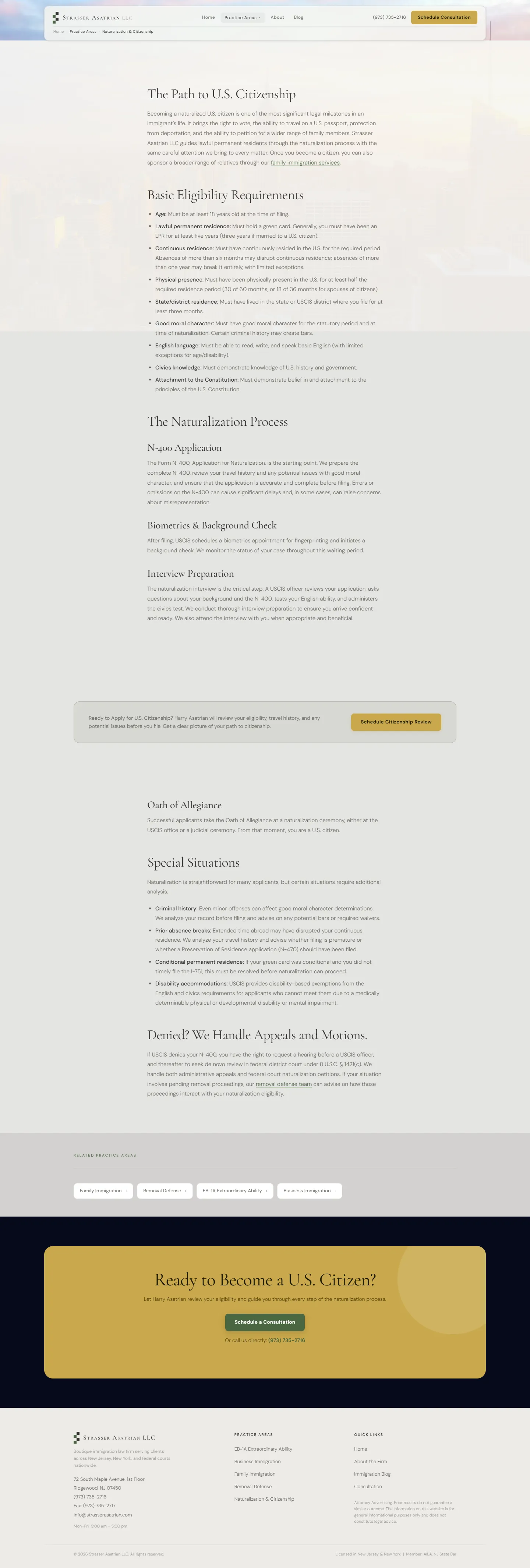 Immigration law firm website - naturalization